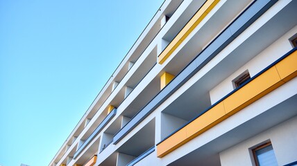 Obraz premium Modern European residential apartment buildings quarter. Abstract architecture, fragment of modern urban geometry.