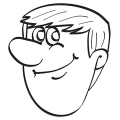 sketch of a male portrait, cartoon, coloring book, isolated object on a white background, vector illustration,