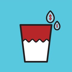 Glass with dollar drops