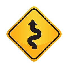 Left-sided winding road sign