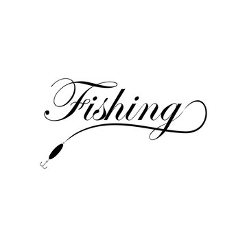 Fishing word isolated on white background