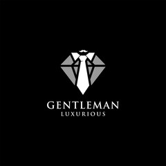 Fototapeta premium Gentlemen Logo Design with tie and diamond vector