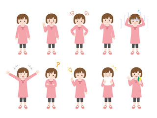 女の子のイラスト 表情セット