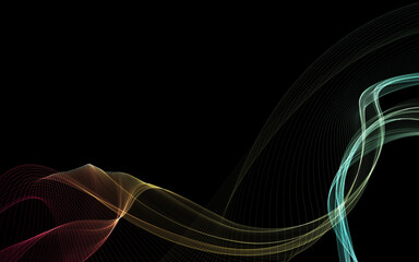 Dark abstract background with a glowing abstract waves