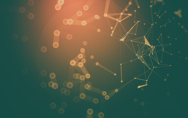 Abstract background. Molecules technology with polygonal shapes, connecting dots and lines. Connection structure. Big data visualization.