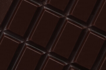 Delicious dark chocolate as background, closeup view