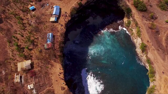 Aerial shot of broken beach nusa penida island indonesia