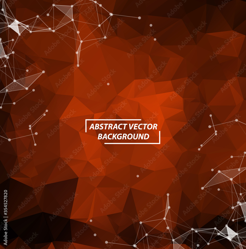 Poster abstract brown polygonal space background with connecting dots and lines. geometric polygonal backgr