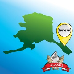 Map of alaska state with fish