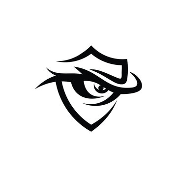 Vector logo of an eagle eye in a shield