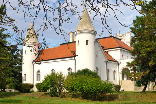 Sunny spring day in the garden of an old castle in Serbia