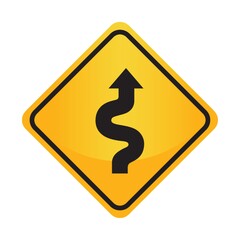 Right-sided winding road sign