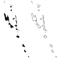 Vanuatu Country Map. Black silhouette and outline isolated on white background. EPS Vector