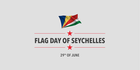 Seychelles flag day greeting card, banner, vector illustration
