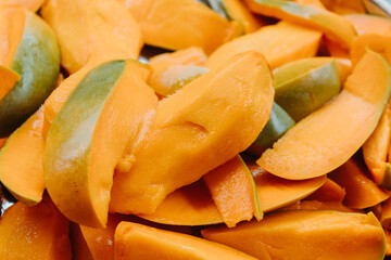 Closeup shot of the sliced mango