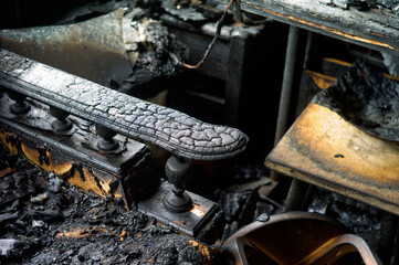 Burnt wooden armchair