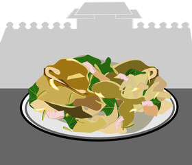 Thai Soy Sauce Fried Noodles (Pad See Ew),Vector illustration of thai food fried noodles