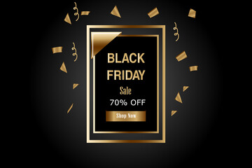 Black Friday sale banner. Minimal modern geometric shape background in black and white color