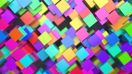 3d abstract background of multi-colored cubes in space.