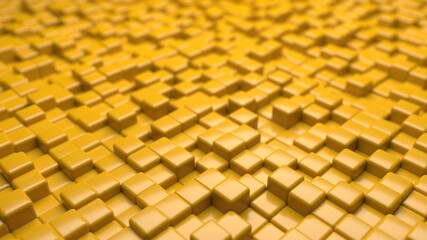 3d abstract background of yellow-colored cubes in space.