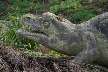 Crystal Palace Dinosaurs in Crystal Palace Park, London, England, United Kingdom