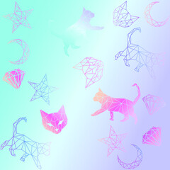Fototapeta na wymiar Vector abstract polygonal geometric cat 