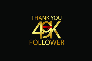 49K, 49.000 Follower celebration logotype. anniversary logo with gold on black background for social media - Vector