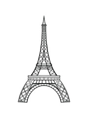 Vector Eiffel tower isolated on a white background. Hand drawing.