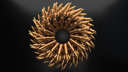 3D Render of Bullets. Abstract Luxury Ring Pattern
