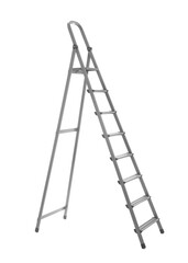 Modern metal stepladder isolated on white. Construction tool