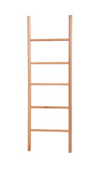 Modern wooden ladder isolated on white. Construction tool