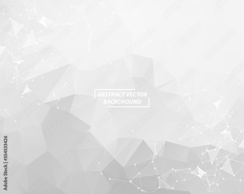 Poster abstract gray polygonal space background with connecting dots and lines. geometric polygonal backgro