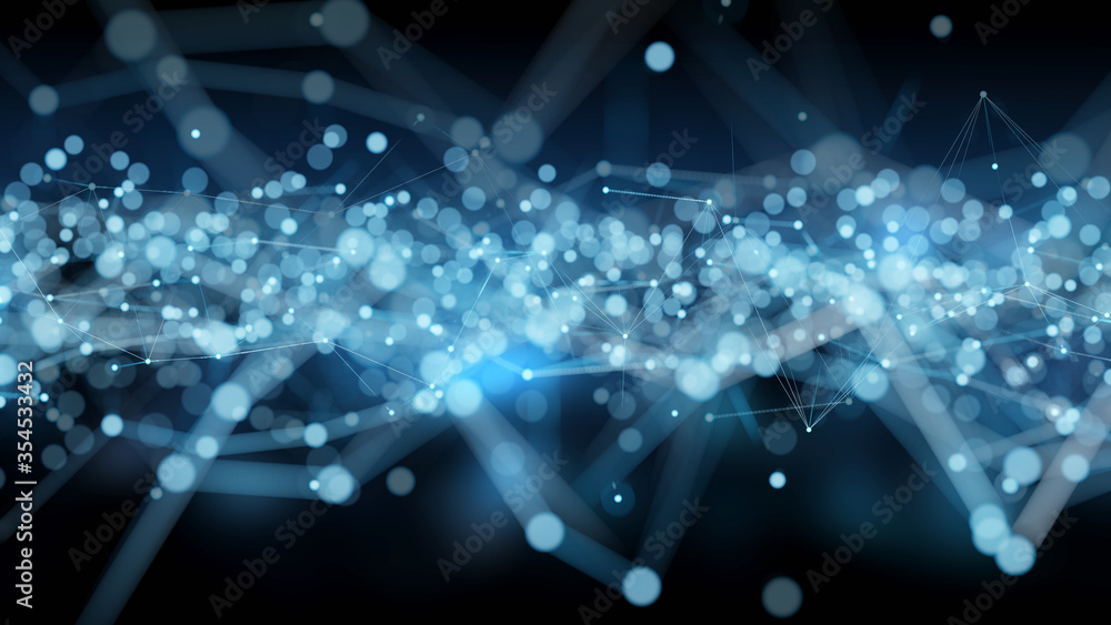 Aufkleber Abstract connection blue background network 3D rendering