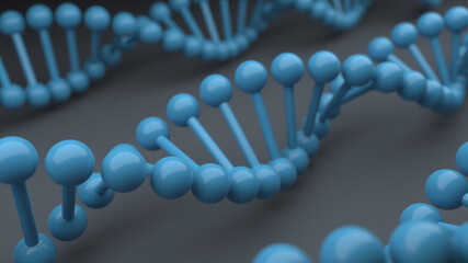 3d dna structure. blue color. studio lighting. soft shadows