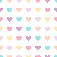 Heart Seamless Pattern with Pastel Color. Can used for Printing of Paper, Fabric, Wall Interior, etc - EPS 10 Vector