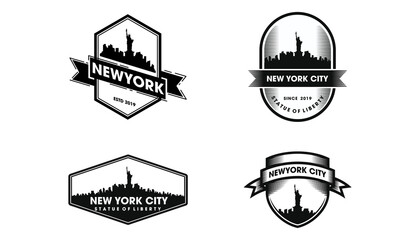 New York Badge Logo. New York skyline and landmarks silhouette vector