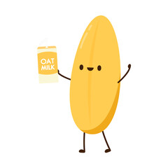 Rice character design. rice vector on white background. rice seed. Oat milk.