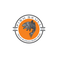 fish skull logo , skeleton logo