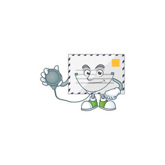 Cartoon character of letter dedicated Doctor Work with stethoscope