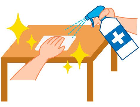 Cleaning Table With Disinfectant Spray Vector Illustration Stock Vector Adobe Stock