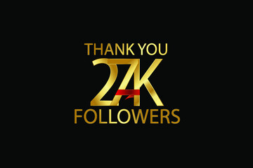 27K, 27.000 Follower celebration logotype. anniversary logo with gold on black background for social media - Vector