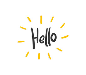 Hello Lettering Black and Yellow with White Background