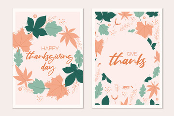 Happy thanksgiving card template. Autumn cards design.