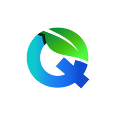 Letter Q Leaf Nature Icon Vector Logo