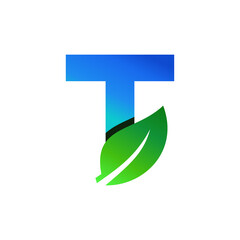 Letter T Leaf Nature Icon Vector Logo