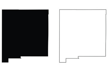 New Mexico NM state Maps. Black silhouette and outline isolated on a white background. EPS Vector