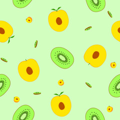 Modern fruits seamless pattern, great design for any purposes. Vector fashion background. 
