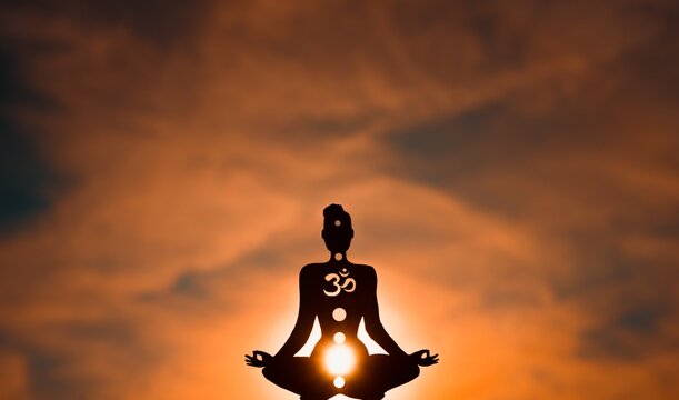 Illustration of a figure showing chakras - the color Orange shows the Sacral Chakra