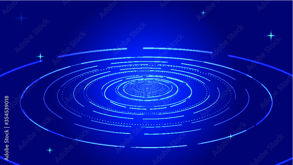 Poster glowing rotating lines and digital, internet technology big data background