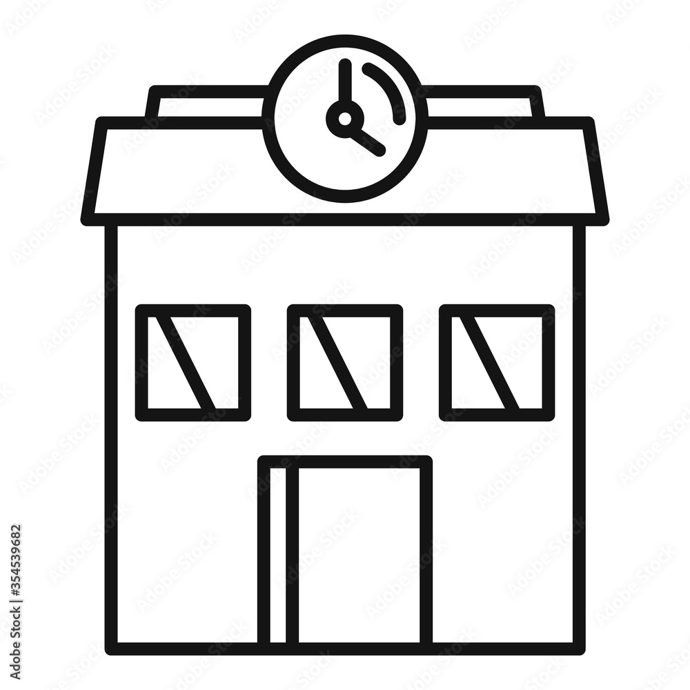 Poster school building icon. outline school building vector icon for web design isolated on white backgroun